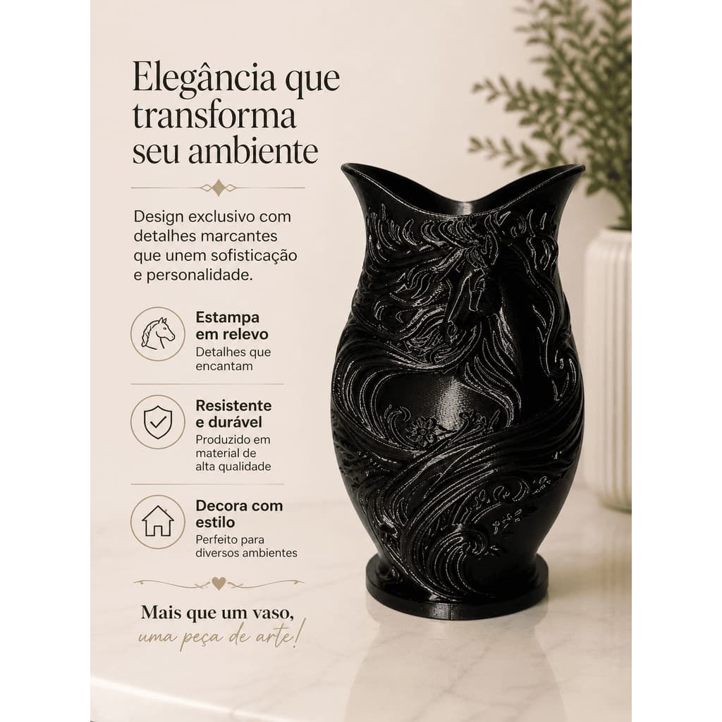 ArtLine 3D Equus | Vaso Decorativo Artístico Esculpido 15cm