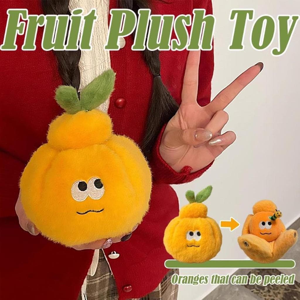 Criativo Descascado Laranja Brinquedo De Pelúcia Dos Desenhos Animados Chaveiro Saco Pingente Descompressão Para Criança