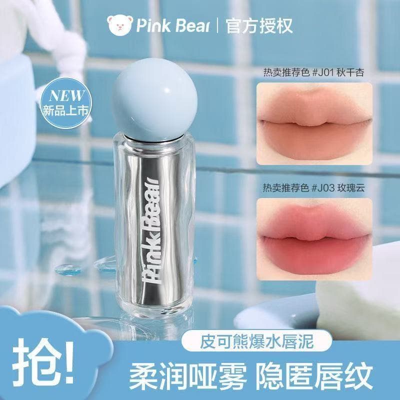 Pinkbear Pico urso cimento quente argila labial J05 essência de água água fosca névoa macia argila labial J01 produto ge