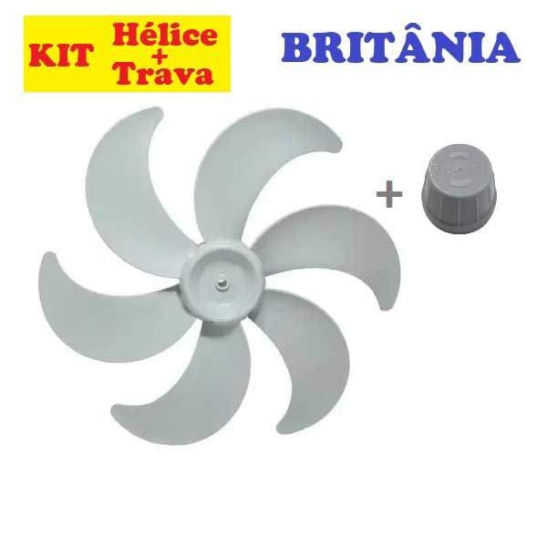 Kit HÉLICE + TRAVA para Ventilador Britânia Protect 30 / B30 / BVT30- 6 pás 30cm - CINZA