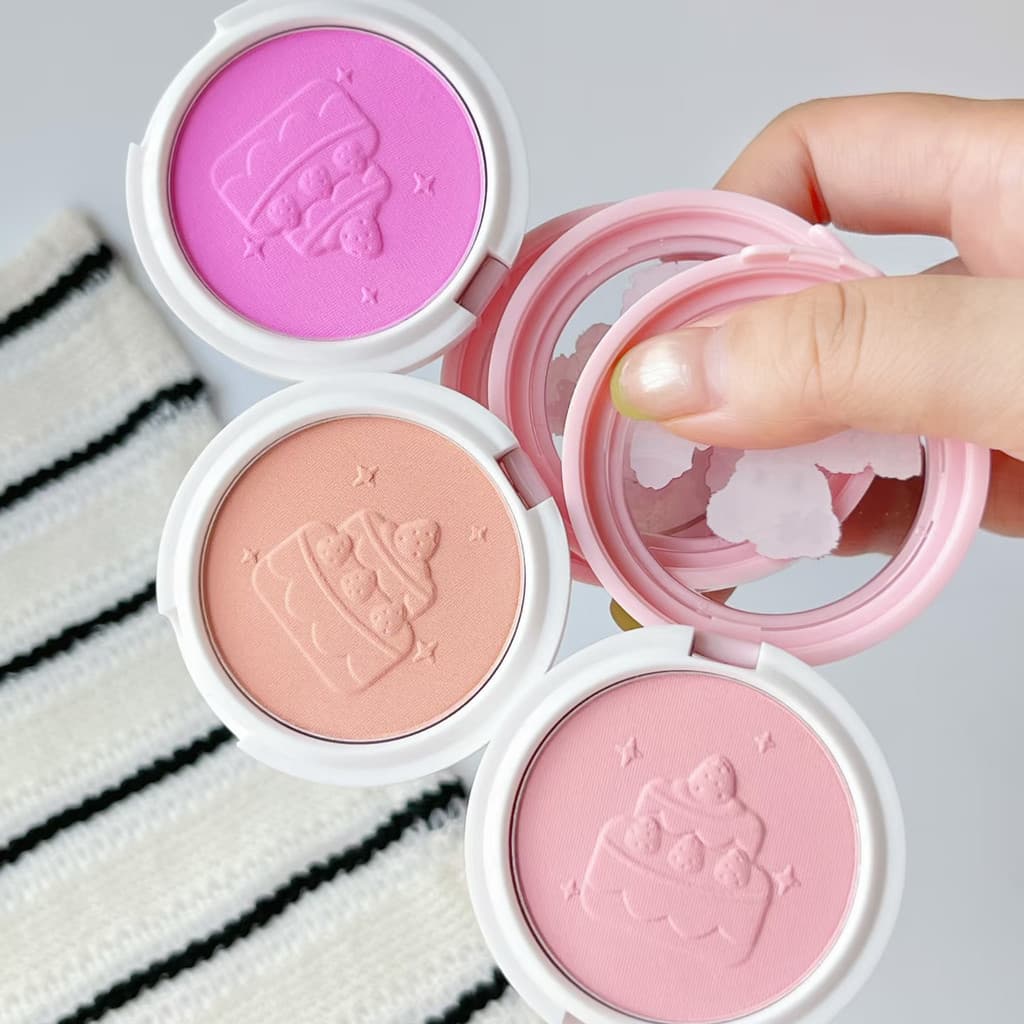 JILLLEEN morango urso monocromático névoa macia Blush paleta alto brilho reparação fosco brilho expansão estudante femin