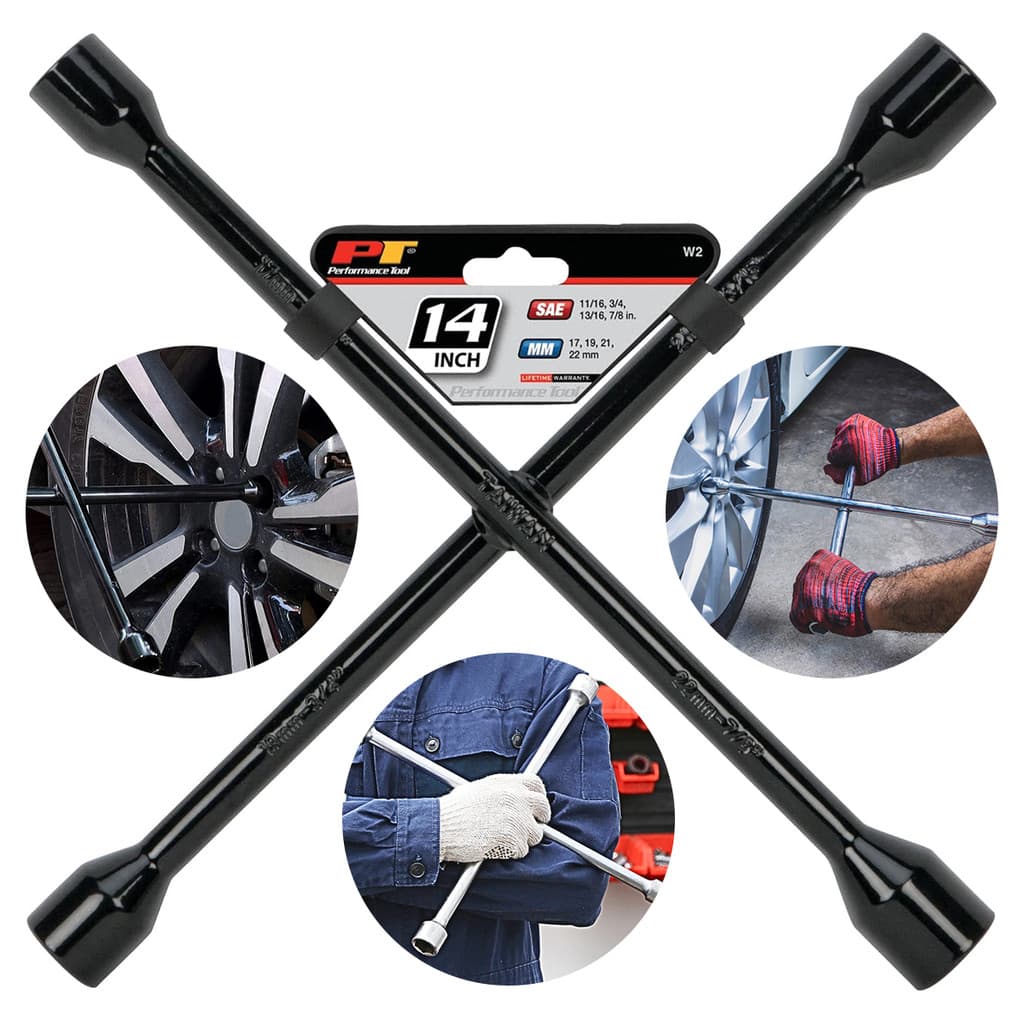 Chave Cruz de Roda 4 em 1 17/19/21/23mm Aço Reforçado Multifuncional para Troca de Pneu Carro e Moto