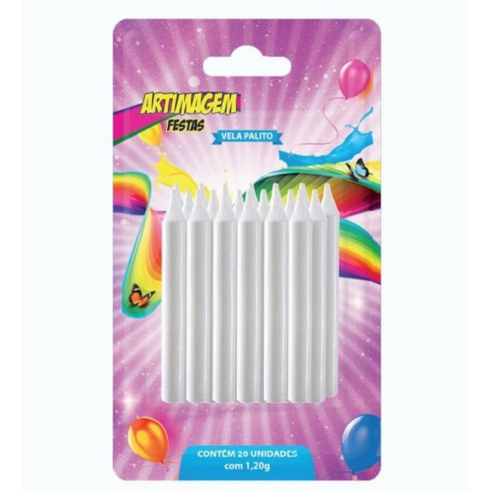 Artimagem Vela de aniversário Palito - Pacote com 20 un