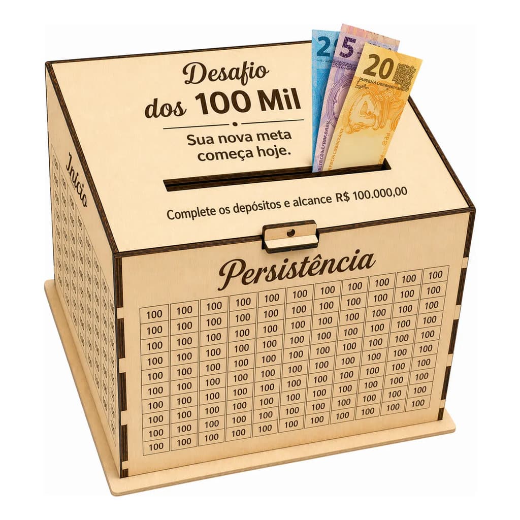 Big Cofre 100 Mil Mdf | Caixa Grande Para Guardar Dinheiro M