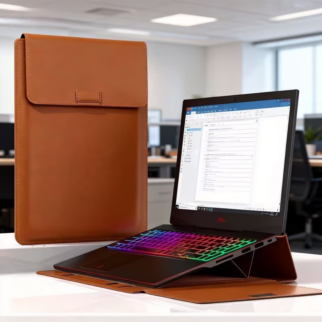 Mochila de notebook de alta qualidade com fecho magnético, couro, 13 a 16 polegadas, com suporte