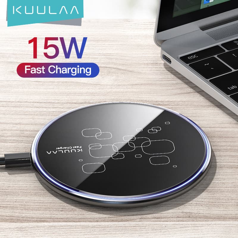 QXZ KUULAA 15W Carregador Sem Fio Para IPhone 14 13 12 11 Max XS XR 8 Plus Espelho Qi Almofada De Carregamento Samsung S