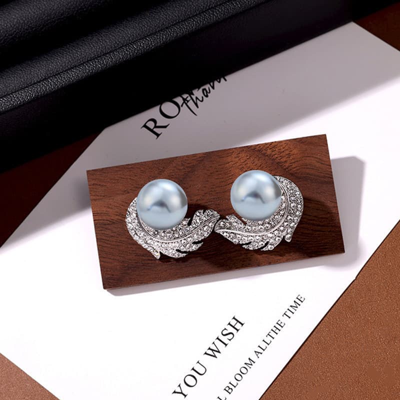 Brincos de pérola de pena de diamante High-End sentir 925 prata agulha luz estilo luxo brincos feminino celebridade eleg