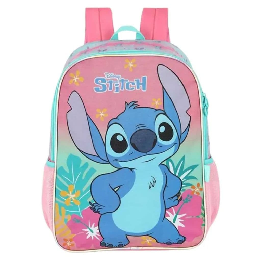 Mochila Costas Escolar Infantil Angel Stitch Disney Lilás Luxcel