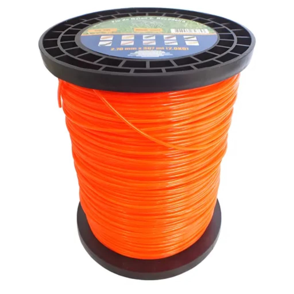 Fio De Nylon Roçadeira Aparador  317 Metros Redondo 2 Kg  2,7mm Laranja