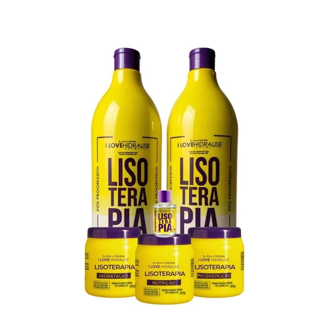 Kit Cuidados Capailares Lisoterapia Completo Shampoo e Condicionador 1L + Cronograma + Reparador 7ml – Hidratação+Brilho