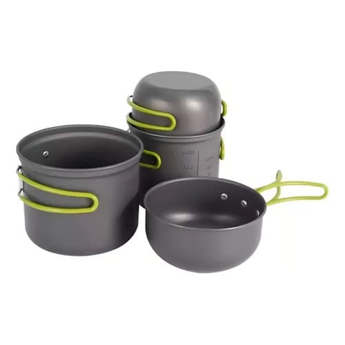 Conjunto de Panelas Camping 4 Peças Ultraleve Verde Limão - Hawapi