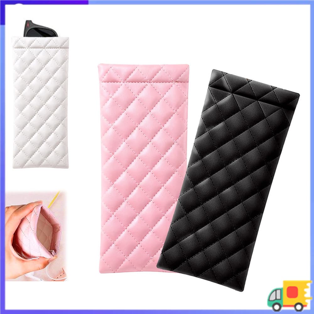 Estojo portátil para óculos de couro, bolsa macia para óculos de sol em PU, bolsa de armazenamento