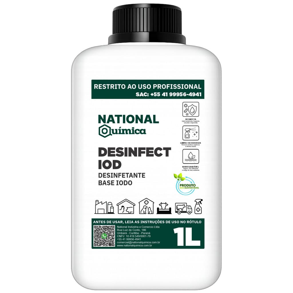 Desinfetante à Base de Iodo 1 L Desinfect Iod National Química