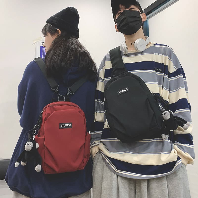 Ins Street Wear saco do mensageiro feminino saco de peito Multi-Purpose mochila estilo japonês ferramentas estilo estuda