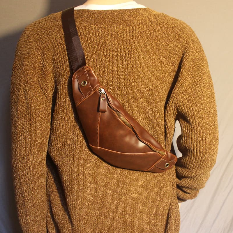 Bolsa de peito masculina simples Casual couro bolsa de ombro moda na moda masculina street Wear bolsa de cintura m