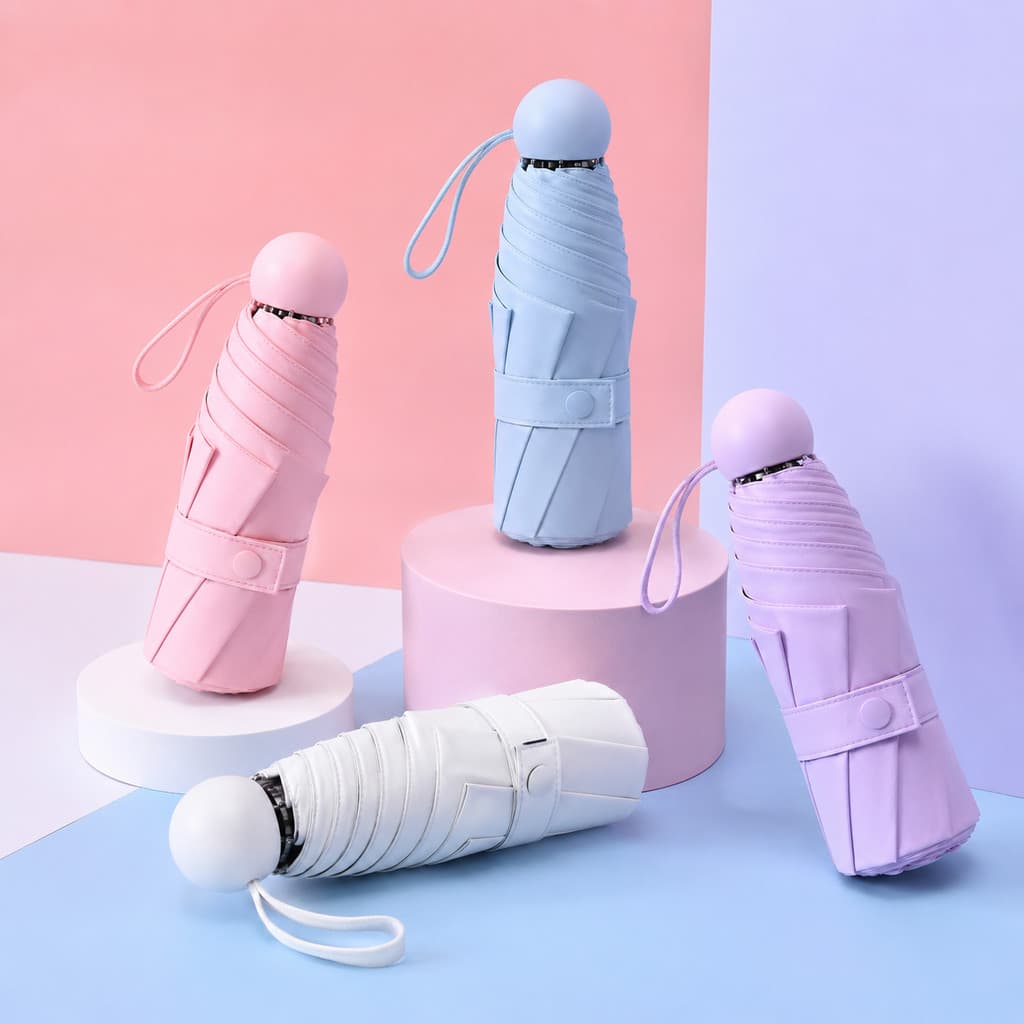 Mini Guarda-Chuva Portátil Dobrável Compacto UV UPF50+ Anti Chuva Sol Bolsa