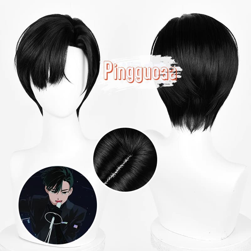 Peruca de Cosplay Alien Stage Ivan 30cm Preta Curta Resistente ao Calor Sintética 2026