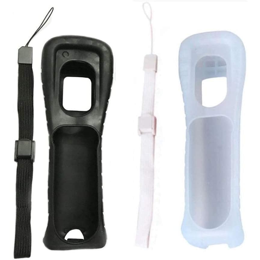 Capa de Silicone com Alça de Pulso para Controle Remoto Wii (Branco + Preto)
