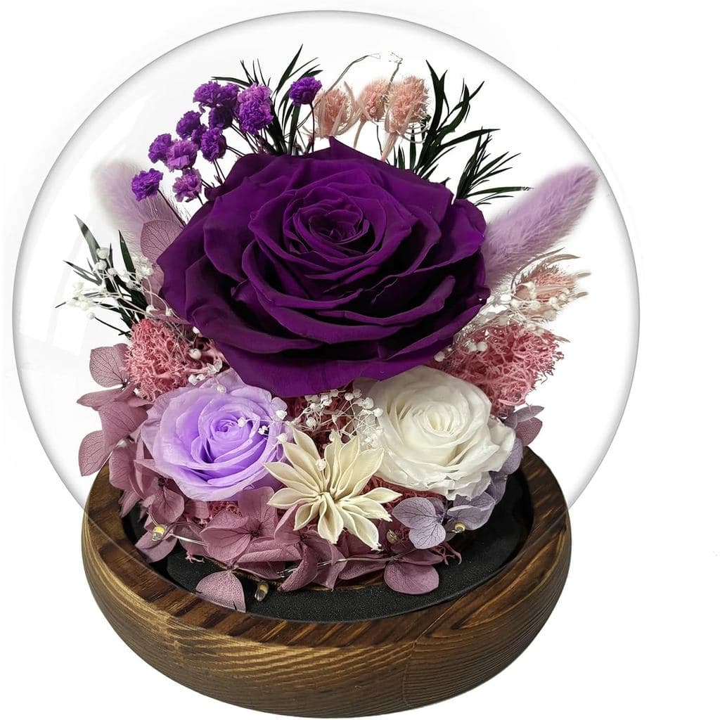 Flores Preservadas em Cúpula de Vidro para Mãe, Presentes de Aniversário para Mulheres, Esposa, Mãe, Irmã, Avó. Entrega
