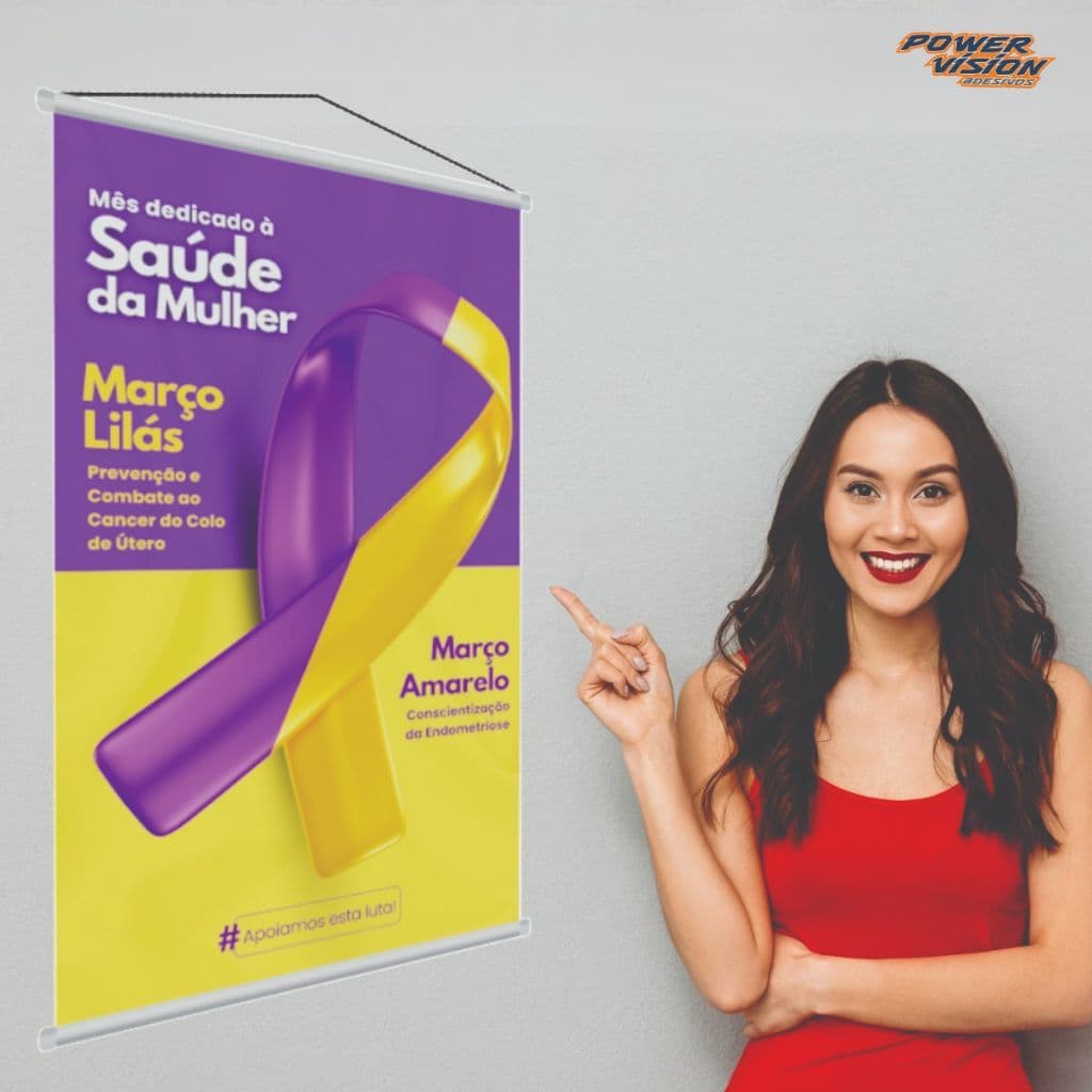 Banner Mês Março Lilas Prevenção Saúde Da Mulher 100x70