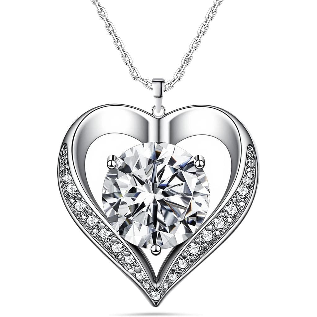 Colar de Moissanite para Mulheres, Colar de Coração em Prata Esterlina 925, Colares com Pingente de Diamante Hipoalergên