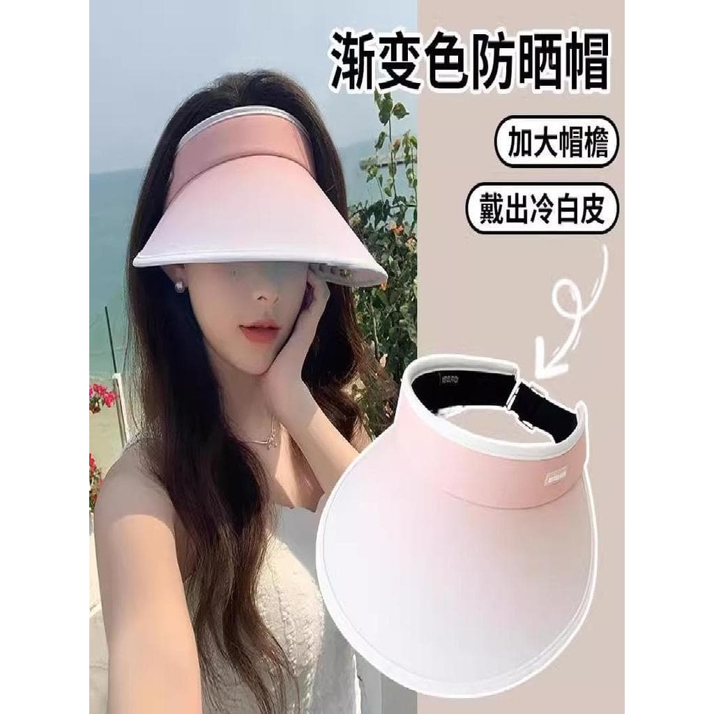 Katiechen gradiente oco topo chapéu de sol feminino verão protetor solar Anti-ultravioleta grande borda capa rosto prote
