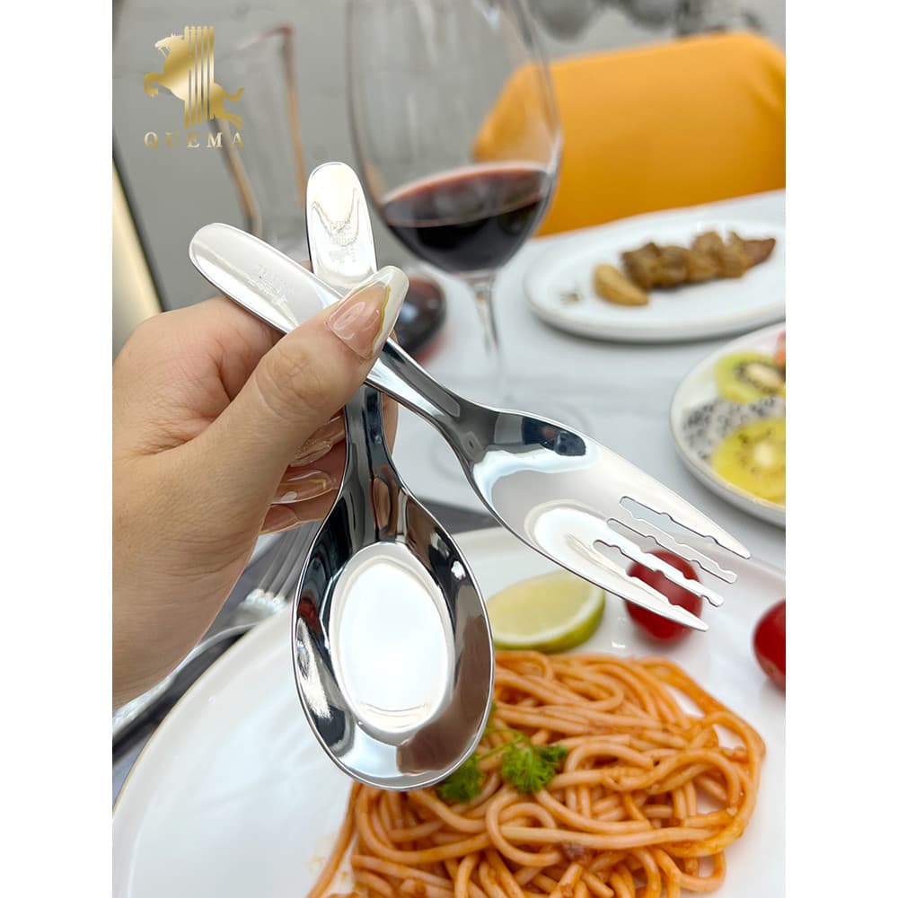 Colher de aço inoxidável para crianças, garfo, lingote, colher para comer bebê, colher de sopa, colher pequena para bebê