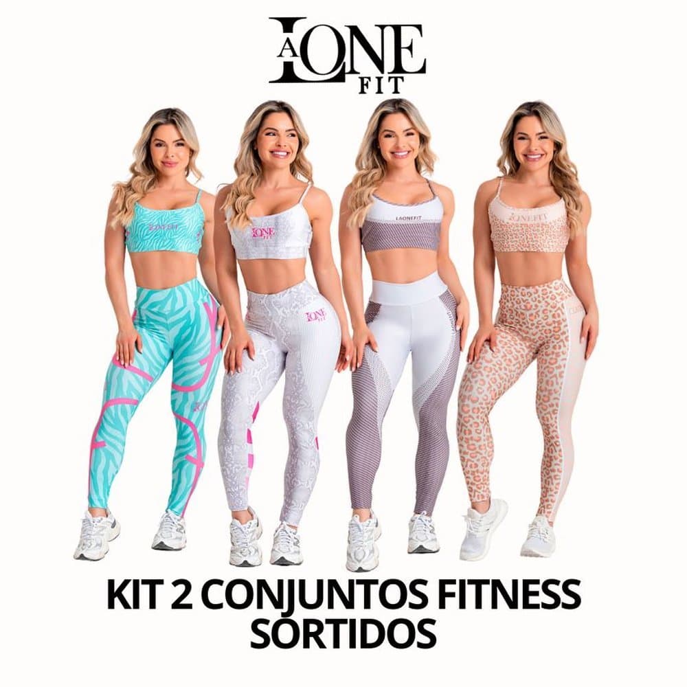 Kit C/ 02 Conjuntos Feminina Fitness Cintura Alta Blackout Grossa Zero transparencia SORTIDOS