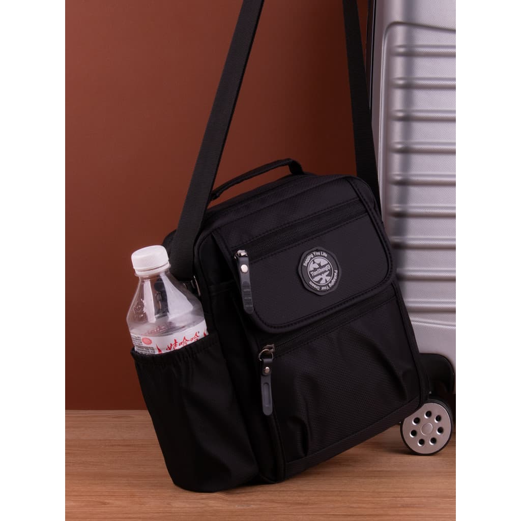 Novo estilo bolsa mensageiro masculina Multi-camada Commuter bolsa de ombro bolsa Casual cinto copo de água posição Vert