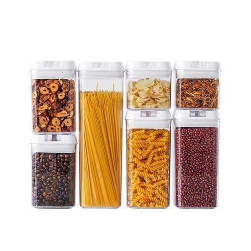 Kit Potes Herméticos Acrílico Organizador Armazenamento Alimentos Frescos Secos 7 Peças
