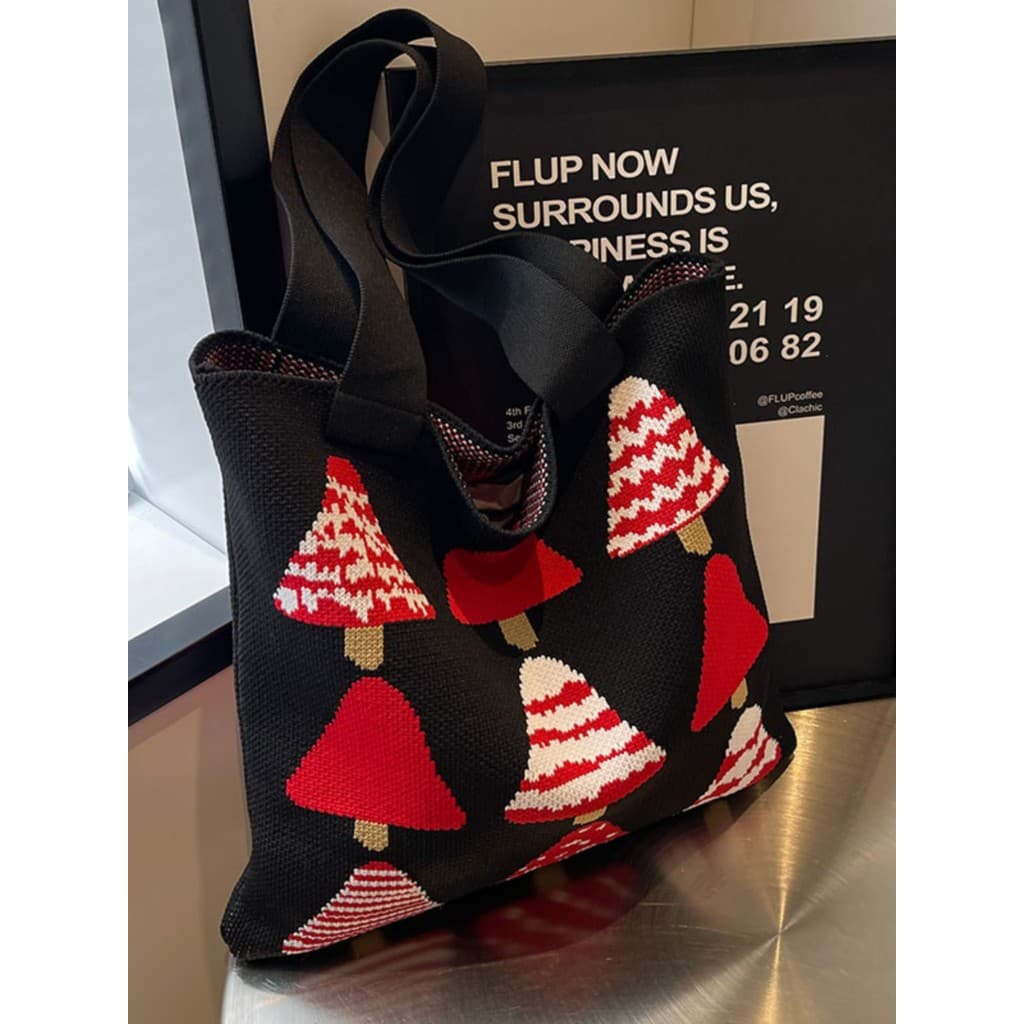 Bolsa de malha de lã artesanal feminina 2025 novo estilo moda grande capacidade de um ombro axilas saco Casual Commuter