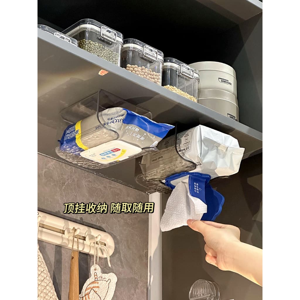Transparente transparente cozinha sob o armário superior fixado na parede lenços umedecidos caixa de armazenamento toalh