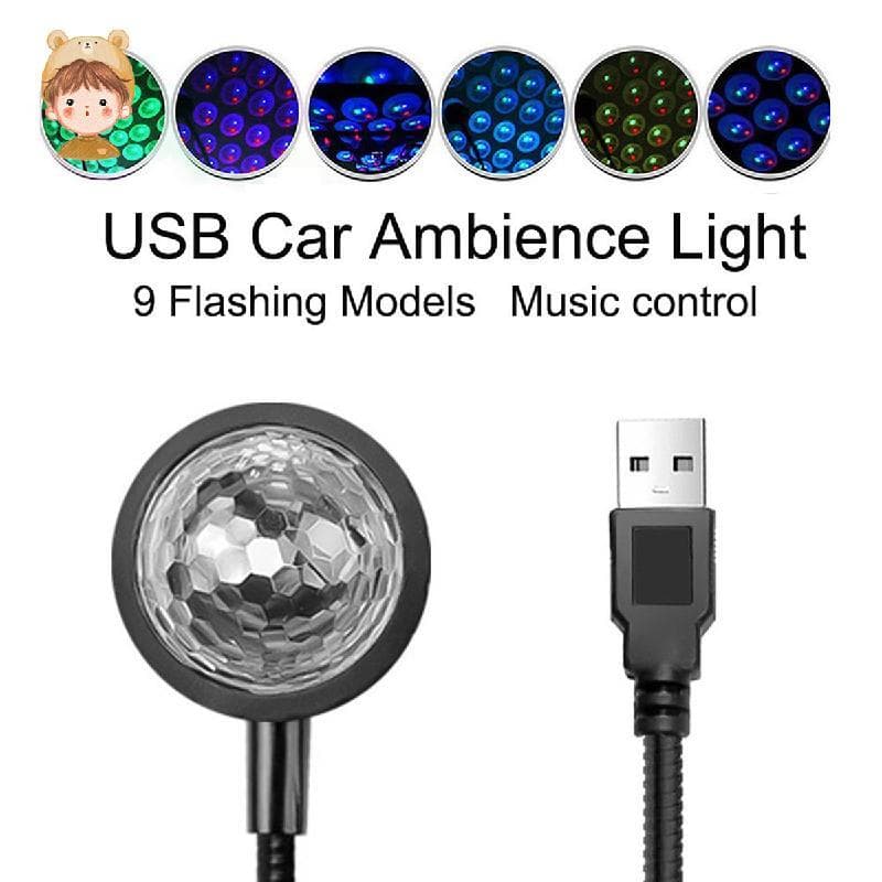 Projetor De Luz Noturna Estrela USB , Lâmpada De Atmosfera Ativada Por Som De Teto De Carro Portátil , Decorativa Interi