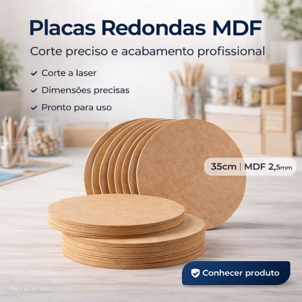Kit 6 Base MDF Redonda Sousplat Mesa Posta Descanso Panela Cozinha Artesanato Pintura Decoracao
