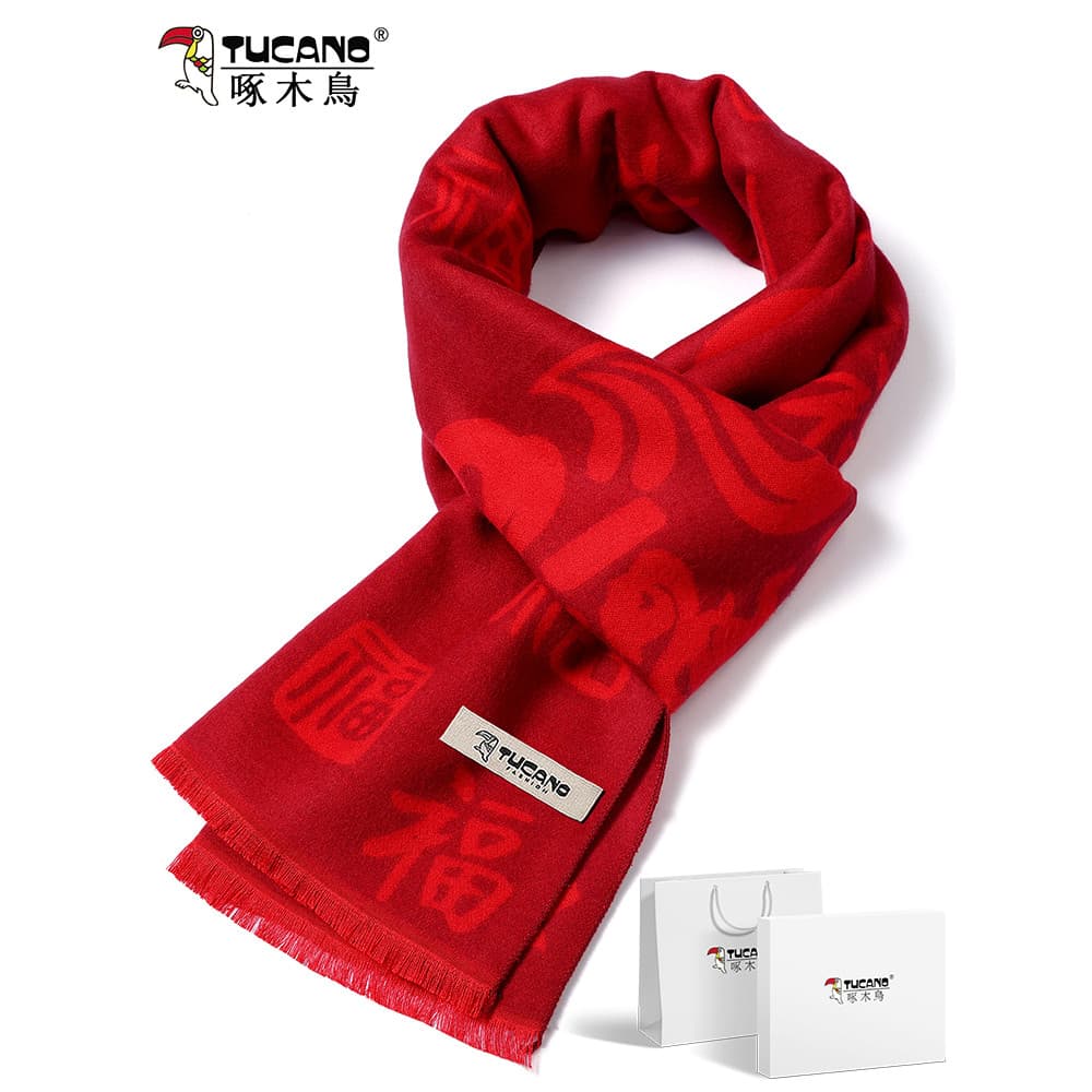 Woodpecker cachecol masculino inverno à prova de frio cachecol quente feriado festivo lenço vermelho Benming ano present