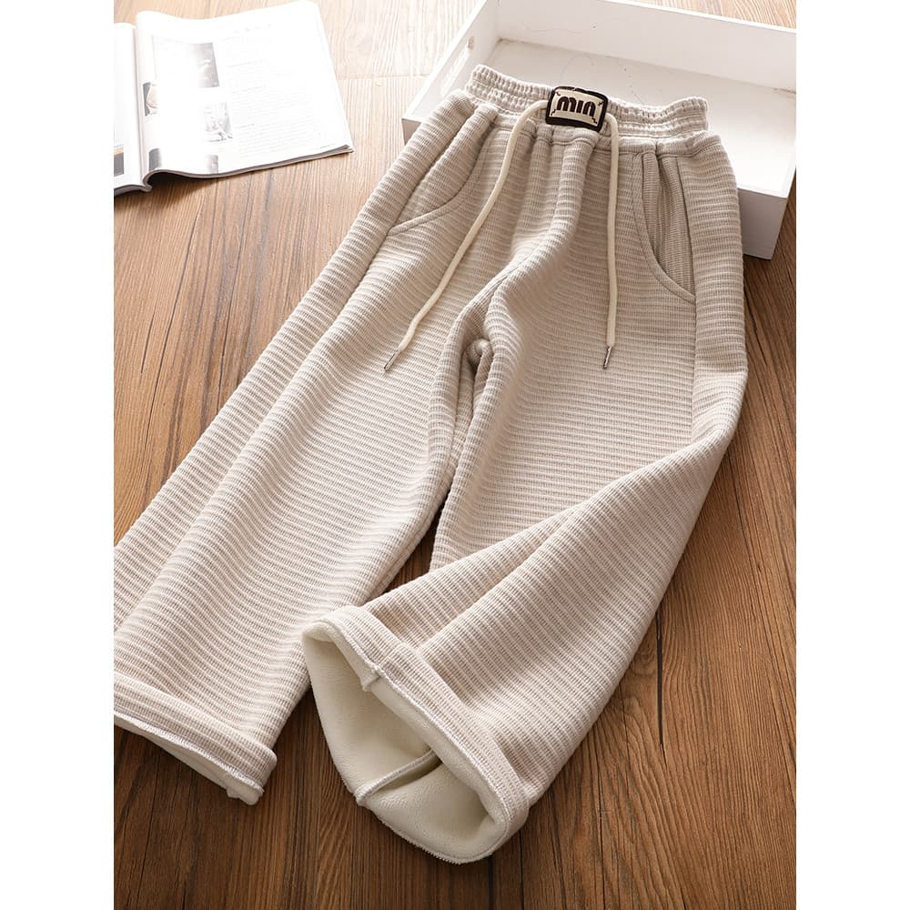 Meninas profundo outono inverno de uma peça veludo Casual calças retas novo estilo médio grande crianças moda All-Match
