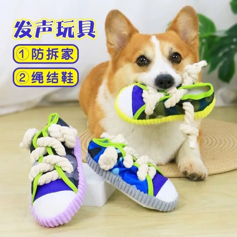 Brinquedo do cão soando chinelos nós molares mordida resistente Corgi filhotes de pelúcia tédio aliviar ferramenta útil