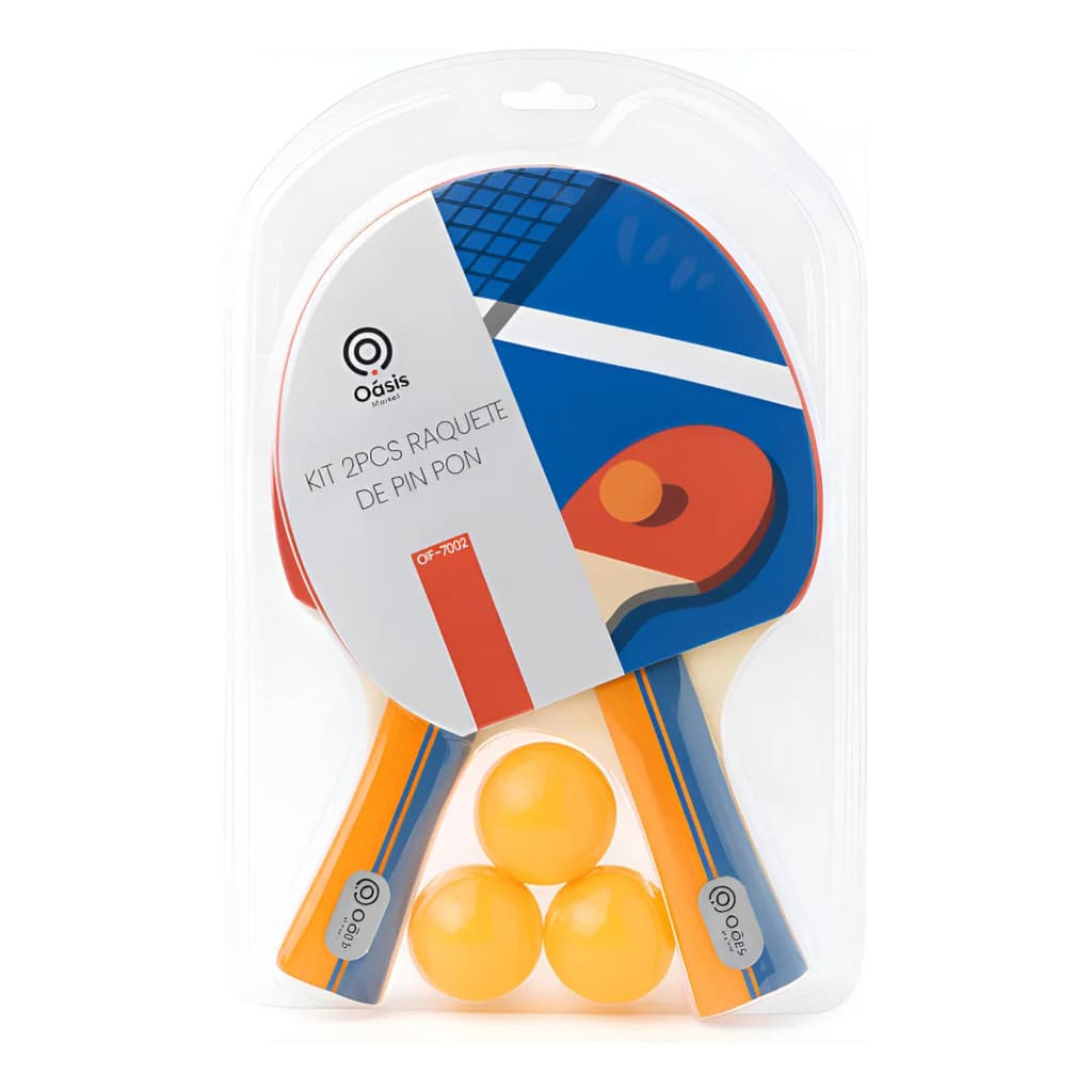 Kit Ping Pong Com 2 Raquetes E 3 Bolinhas Tênis De Mesa P...