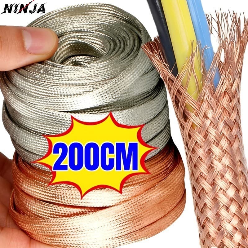 [Extreme] Mangas Trançadas De Cobre De 200-100 Cm-Correia De Aterramento Do Chicote De Cabos-Protetor De Fiação-Expansív