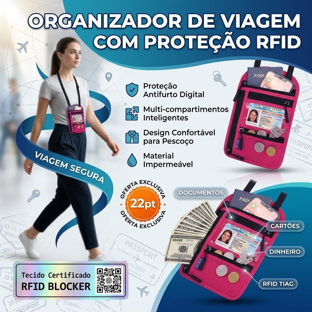 Carteira De Viagem Com Pescoço E Porta-passaporte Familiar