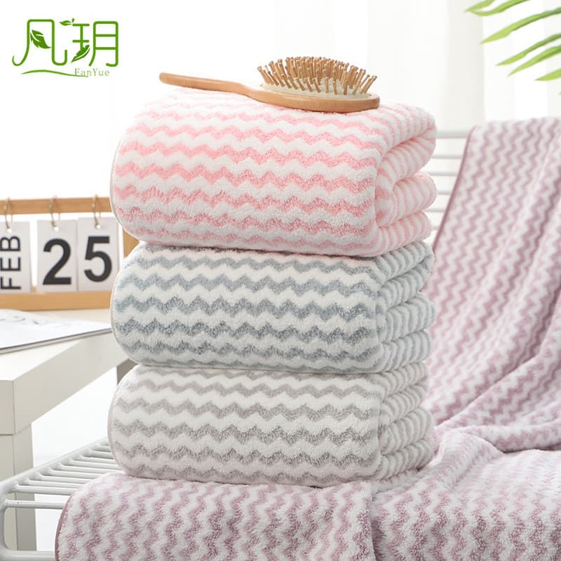 Toalha de banho de lã Coral, absorvente macio, 70*140, padrão de água catiônica, roupão adulto, toalha espessada, toalha
