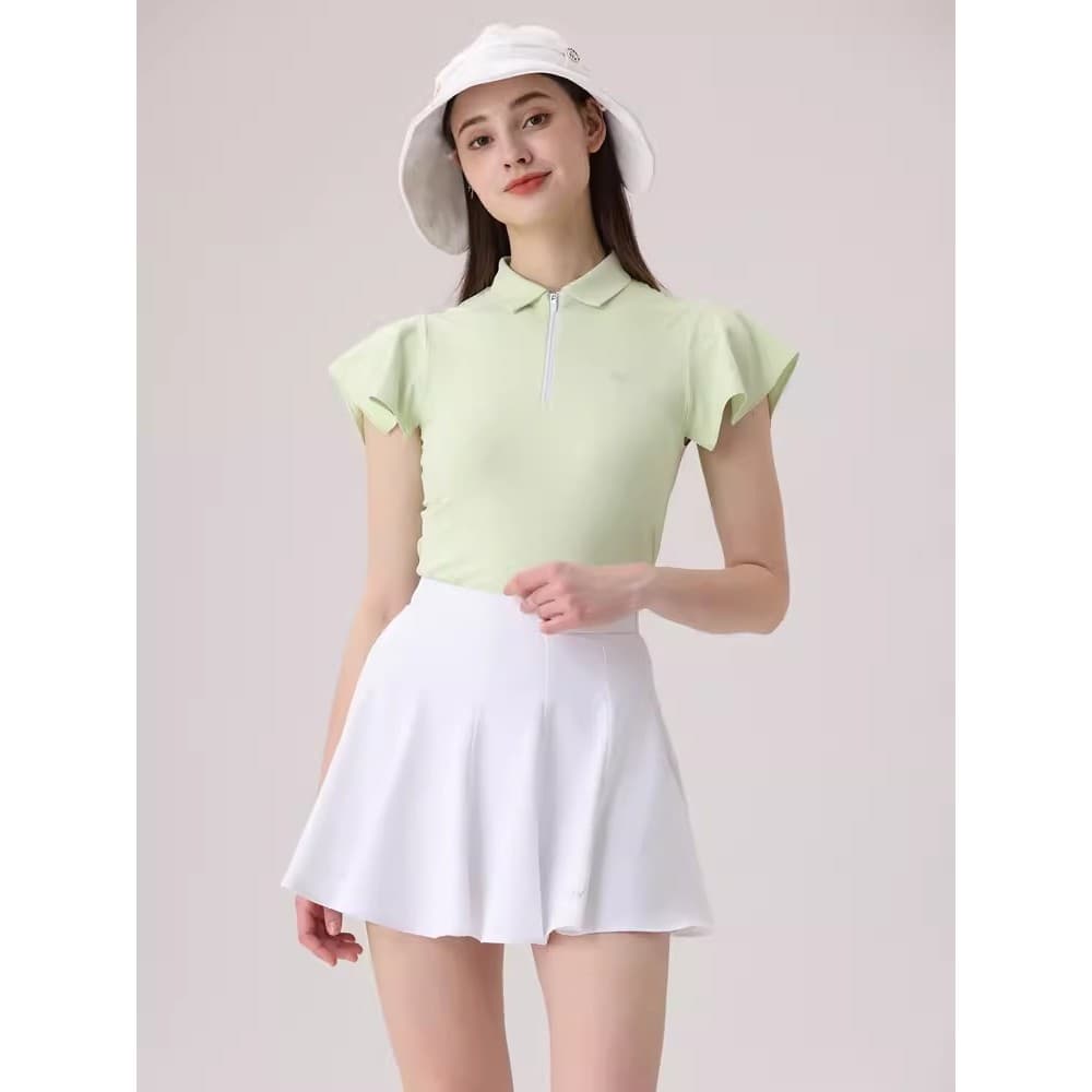Happy for Han Ito Golf Camiseta feminina de manga curta gof Roupas femininas cintura alta mais fina Look folha de lótus