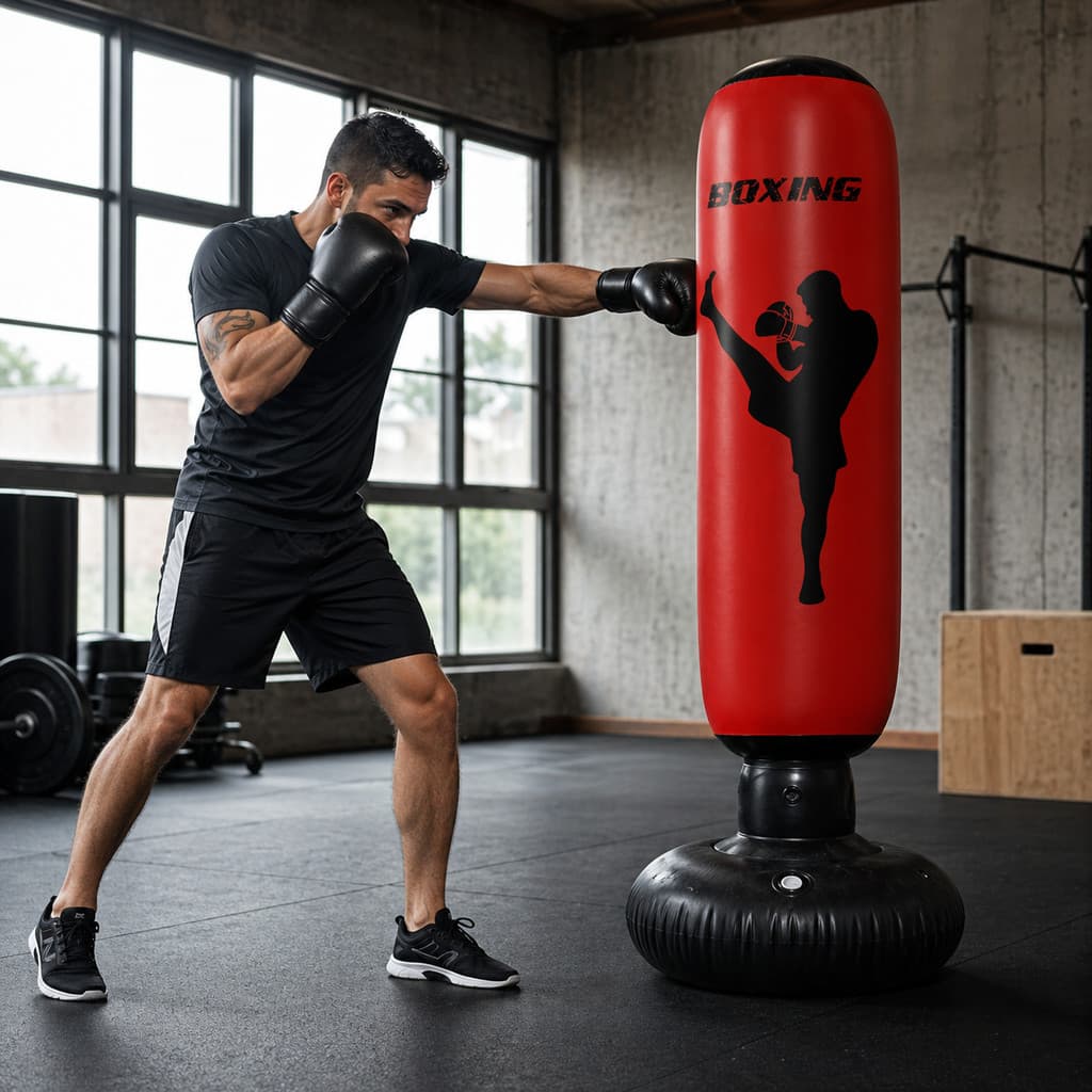 Saco de Box Inflável Adulto Base com Água Areia Treino Boxe Muay Thai Kickboxing Resistente