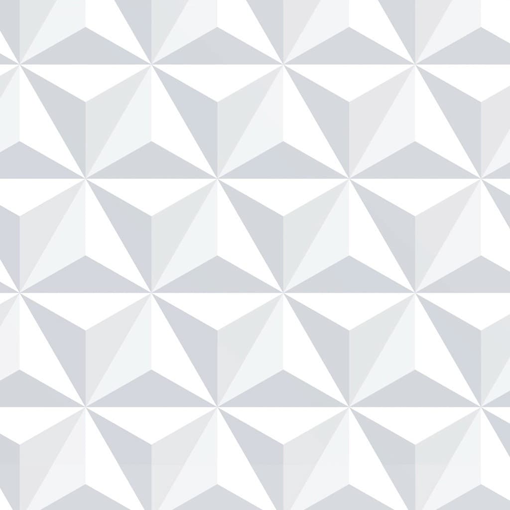 Papel de Parede Adesivo Geométrico Efeito 3D Branco com Cinza Lavável