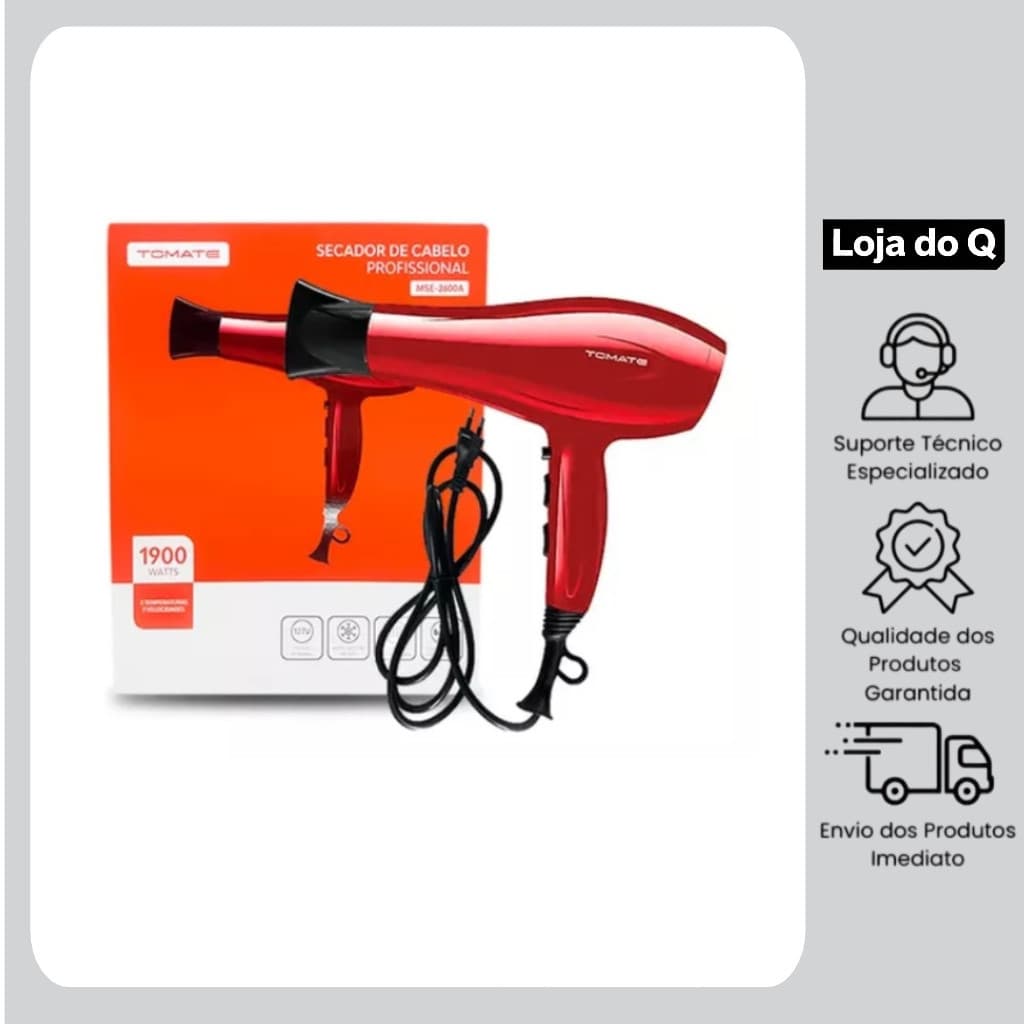 Secador de Cabelo Profissional Tomate Alta Potência 1900W/2000W Bivolt