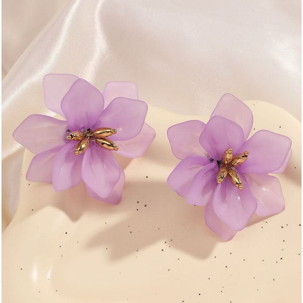 Brincos De Acrílico Floral Esculpido Pinkdudu , Grandes De Flor Doce Com Uma Arte Moderna Vibe OG050