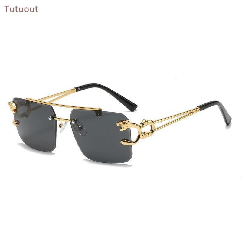 TUTU Moda Leopardo Óculos De Sol Sem Aro Pontes Duplas Gradiente Oceano Filme Tons UV400 Peças De Plástico BR