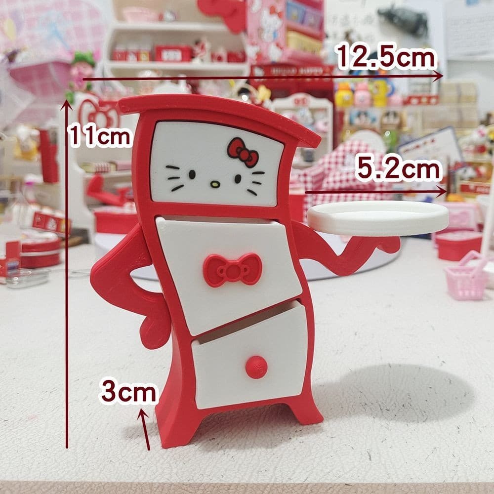 [Oferta especial] Modelo de impressão 3D KT Cat Armário torcido Gaveta de cabeceira Armário Layout de cena em miniatura