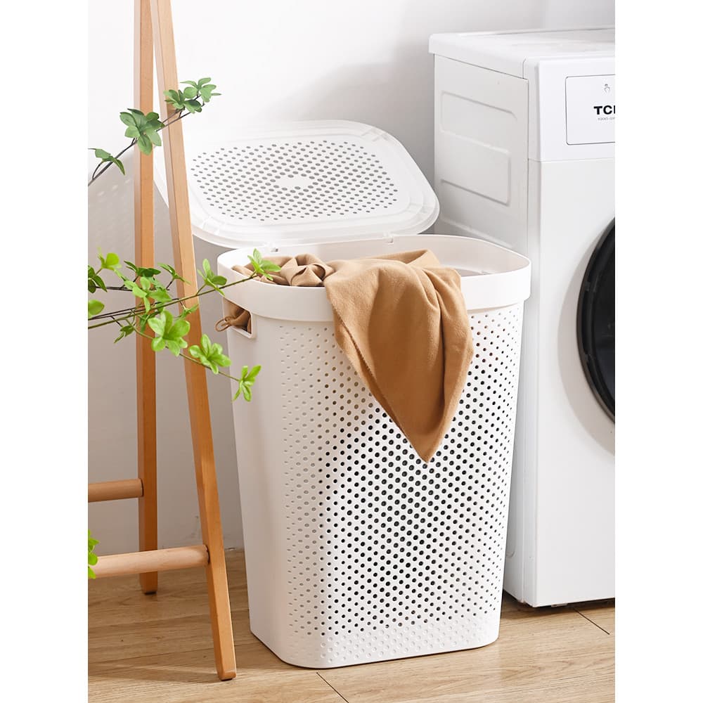 Cesta de armazenamento de roupas sujas, banheiro doméstico de grande capacidade com tampa, cesta de roupas sujas, balde