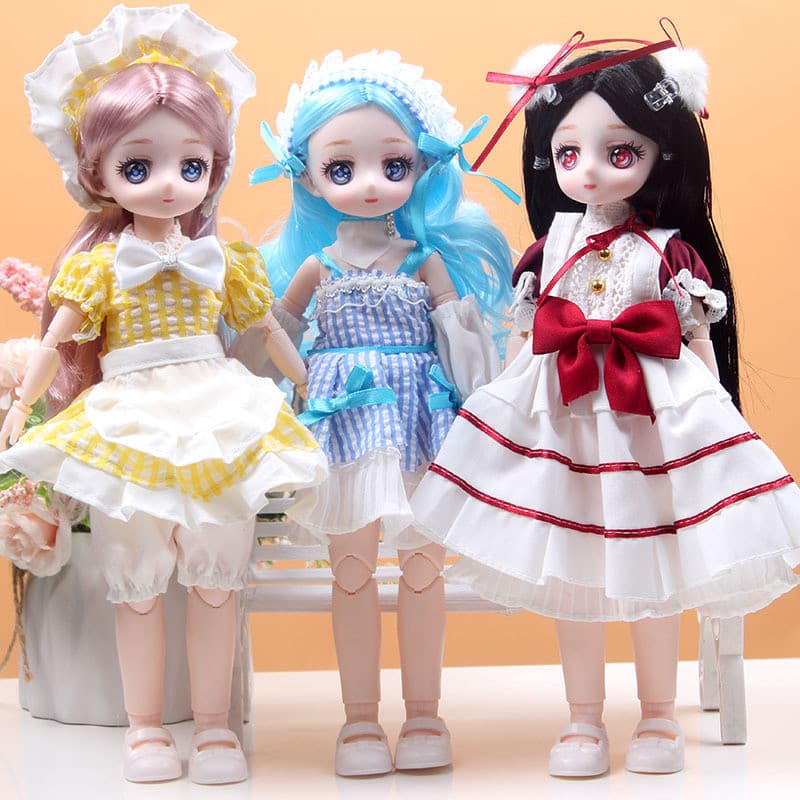 Exquisita Boneca Barbie de 30cm com Vestido de Noiva Musical para Meninas, Brinquedo de Vestir Boneca Loli Princesa 6RRC